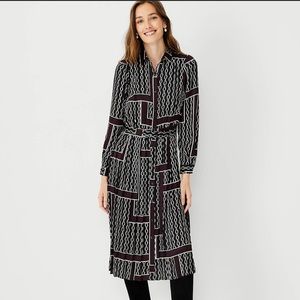Ann Taylor Chain Print Pleated Shirtdress NWOT